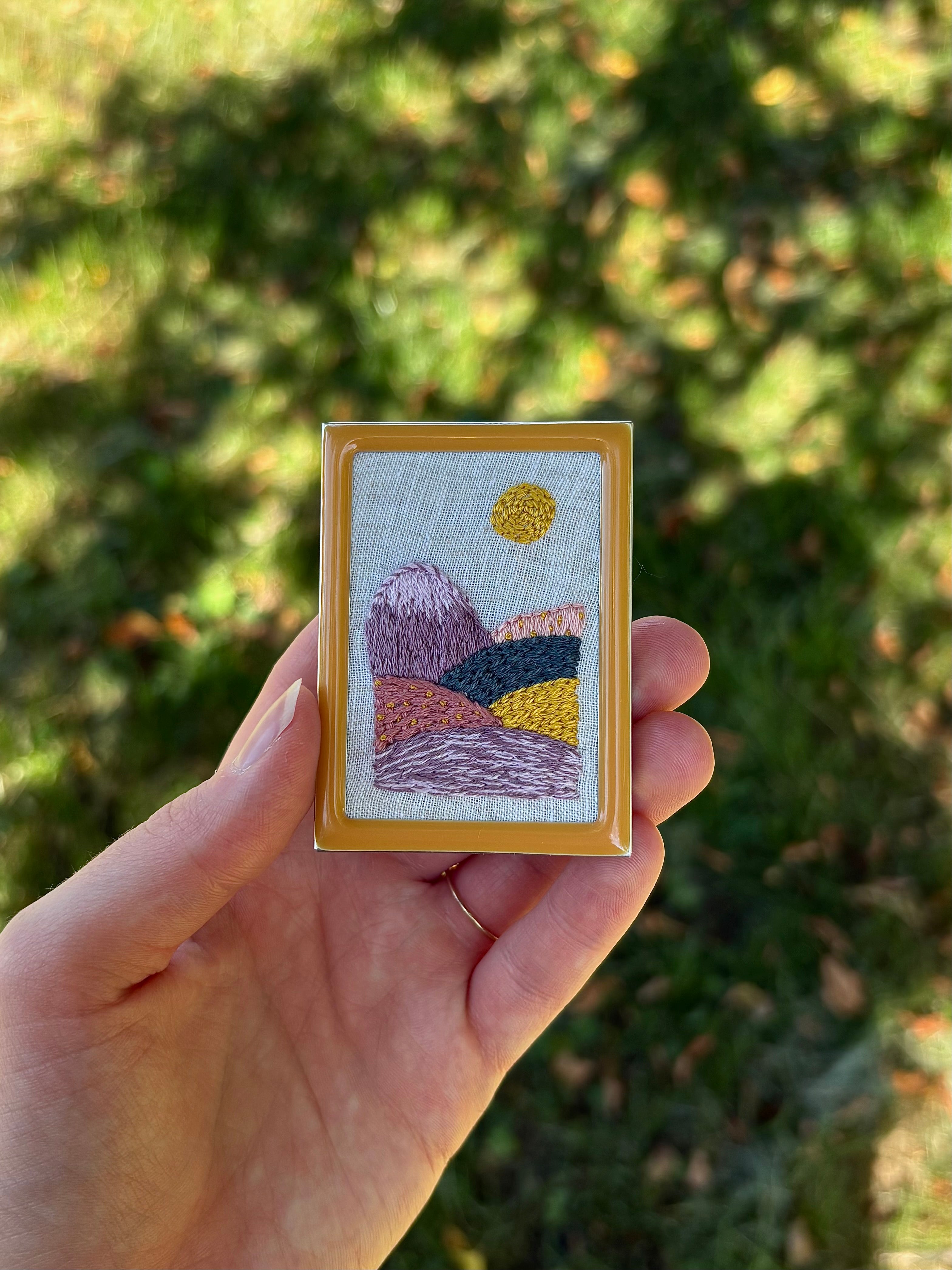 Upcycled Framed Embroidery: candy mountain!