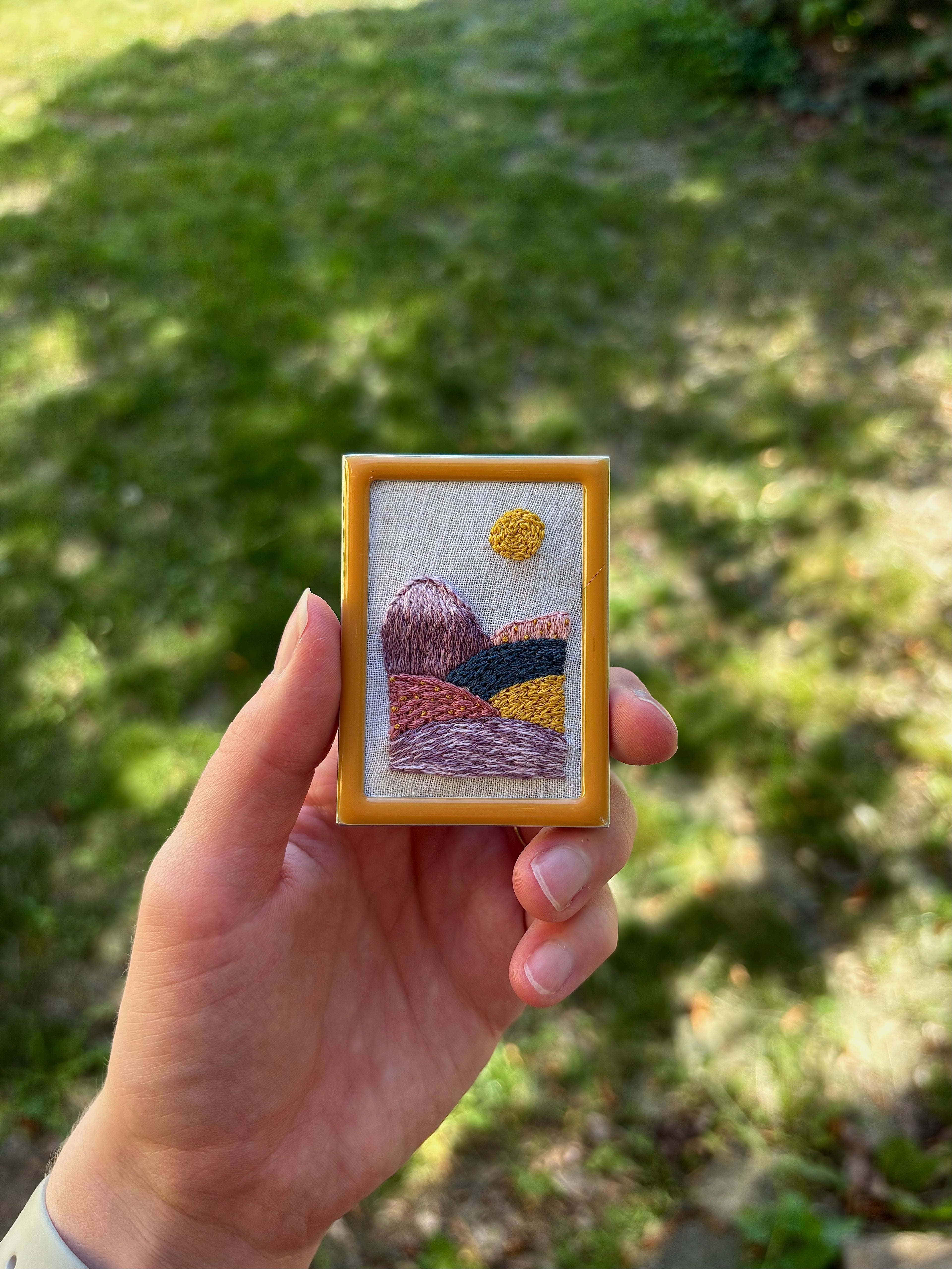 Upcycled Framed Embroidery: candy mountain!