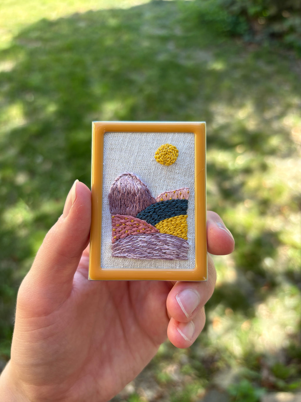 Upcycled Framed Embroidery: candy mountain!