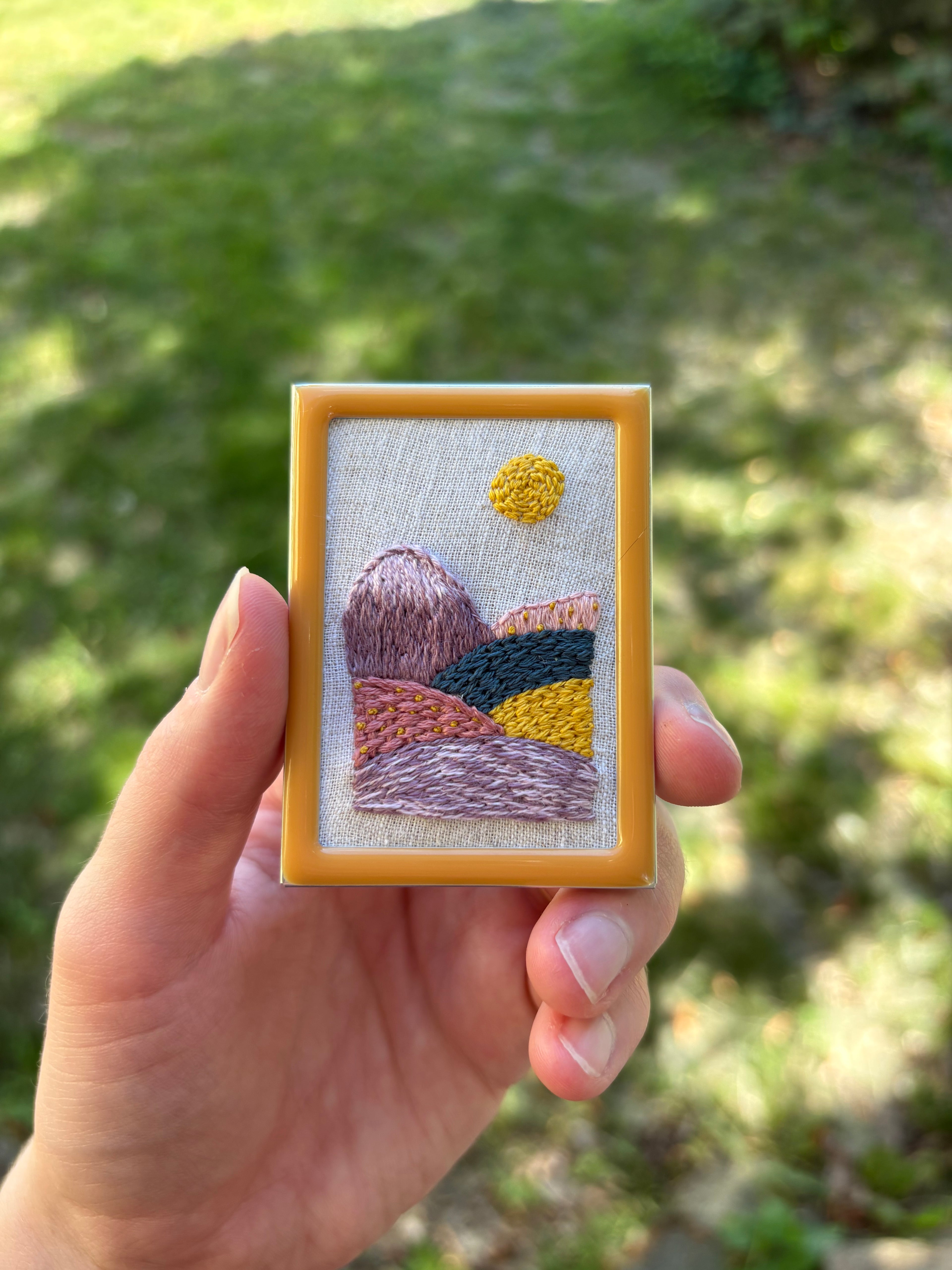 Upcycled Framed Embroidery: candy mountain!