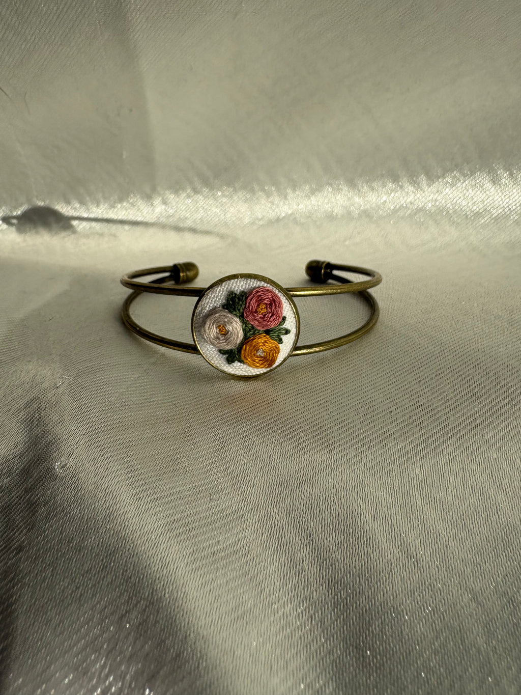 Embroidered Rose Trio Bracelet