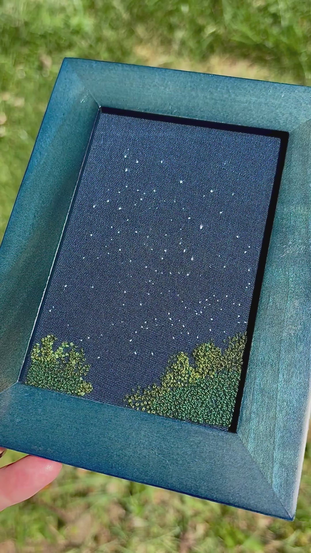 Upcycled Framed Embroidery: Night Sky